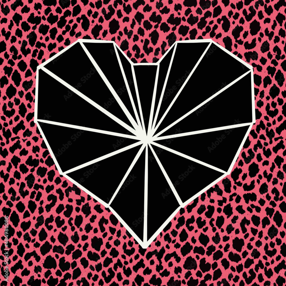heart,graphics linear heart,heart rays,valentine's day,lovers,leopard coloring,leopard print,heart with rays,blue,pink,coffee,love