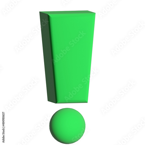 3D Exclamation Point Green Round Bevel Vector Ai File