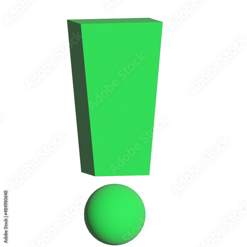 3D Exclamation Point Green Vector Ai File