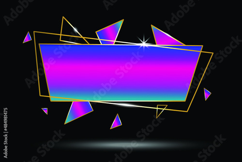 Animated 3D Modern Neon Gradient and Gold Isolated Banner Animation Design Realistic Signboard or Bar with Modern Shiny Gold Frame Modern Realistic Banner Template for Website on Black Backdrop