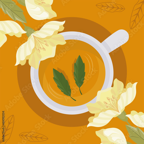 chamomile tea cup airview