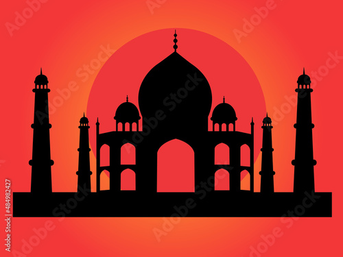 taj mahal silhouette  vector illustration