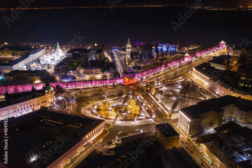 Nizhniy Novgorod. The Kremlin and Minin and Pozharsky Square. Aerial view.