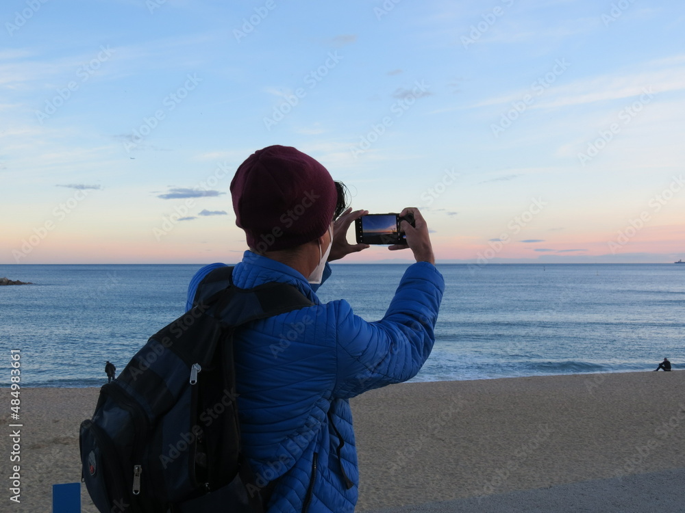 Obraz premium Mi hijo toma 2 Foto vista al Mar Barcelona