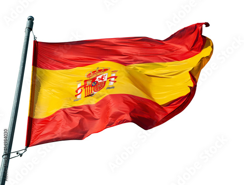 фотографія Spain flag waving isolated on the white background