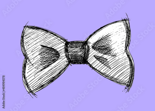 bow drawn by hand. bow decor element for a gift Very Peri