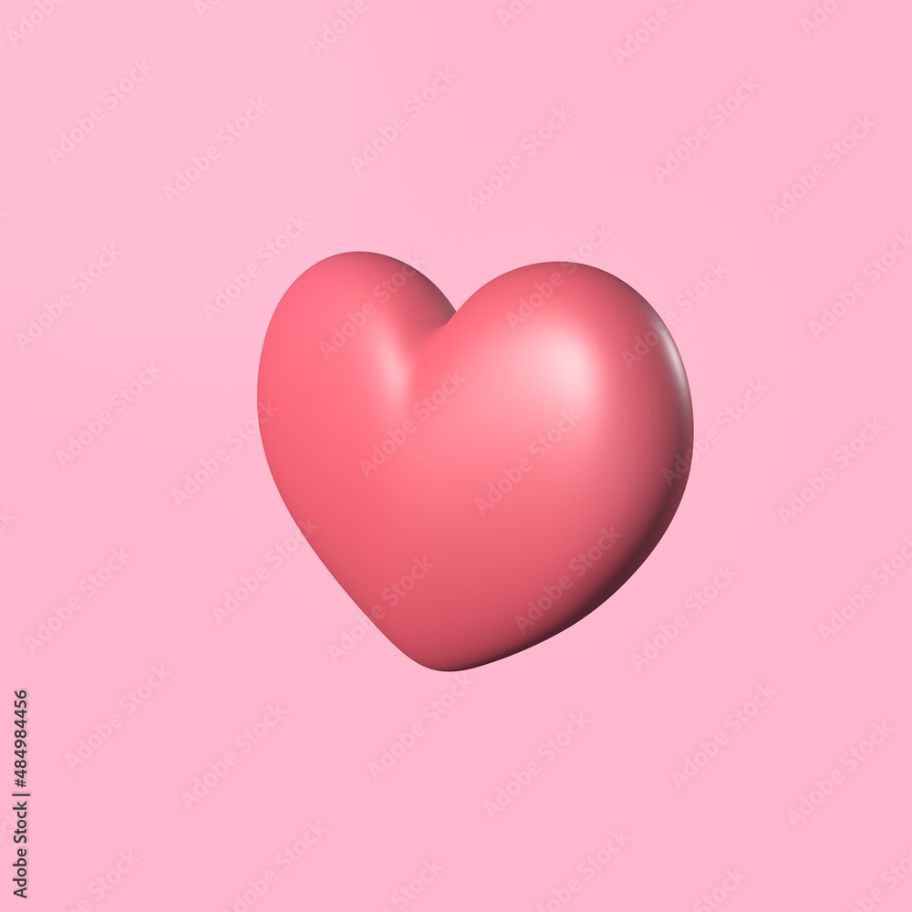 Heart 3D rendering illustration symbol of love