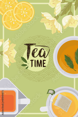 tea time lettering with oranges