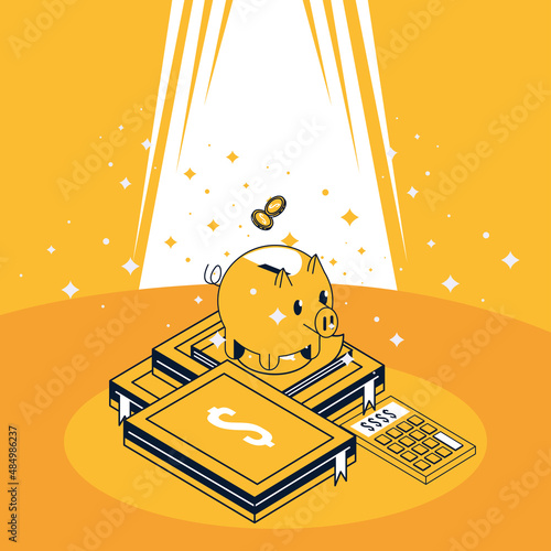 education loans piggy with books