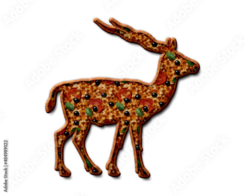 Antler moose symbol Pizza icon food logo illustration