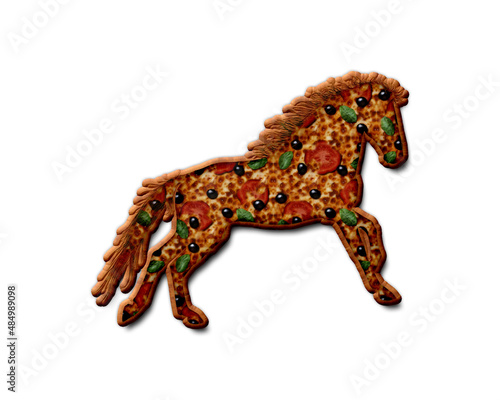 Horse Animal symbol Pizza icon food logo illustration