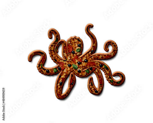 Octopus Octopi symbol Pizza icon food logo illustration