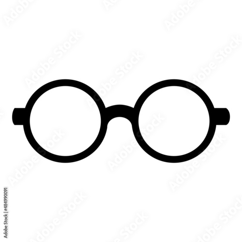 Round Glasses Flat Icon Isolated On White Background