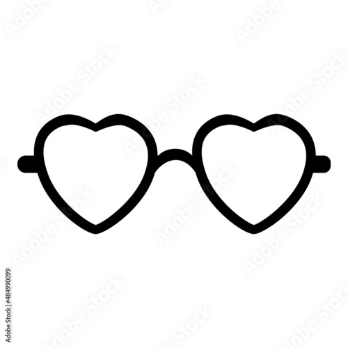 Heartshape Glasses Flat Icon Isolated On White Background