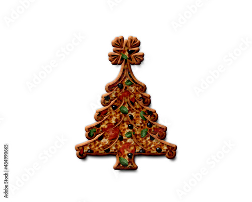 Christmas Xmas Tree symbol Pizza icon food logo illustration