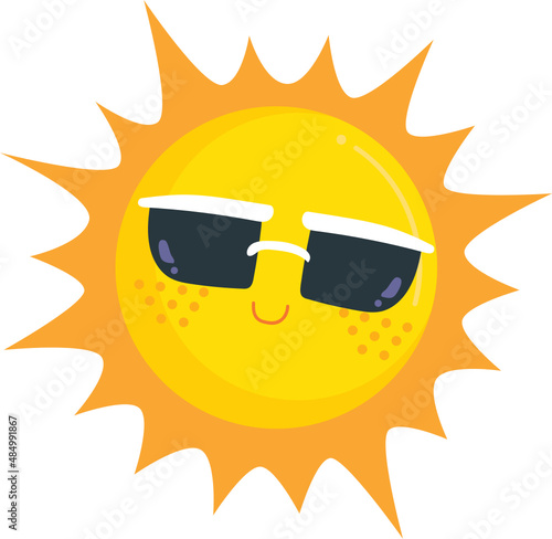 Yellow sun wearing sunglasses