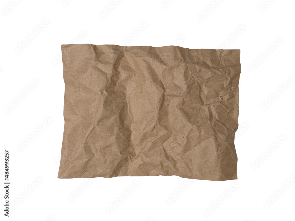 Abstract brown recycled crumpled paper on isolated white background. Abstract brown recycled crumpled paper on isolated white background.