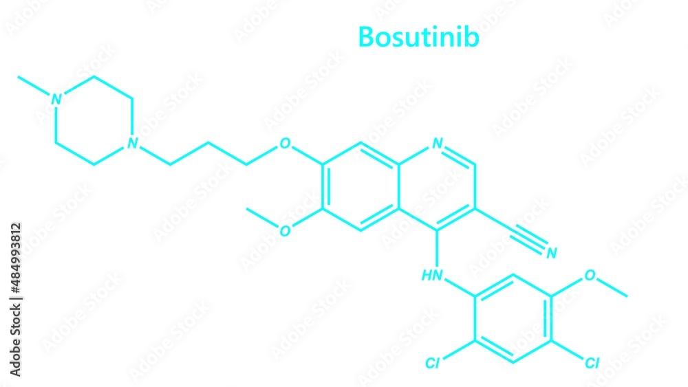 Bosutinib is a small molecule BCR-ABL and src tyrosine kinase inhibitor used for the treatment of chronic myelogenous leukemia. Bosutinib is a small molecule BCR-ABL and src tyrosine kinase inhibitor used for the treatment of chronic myelogenous leukemia.