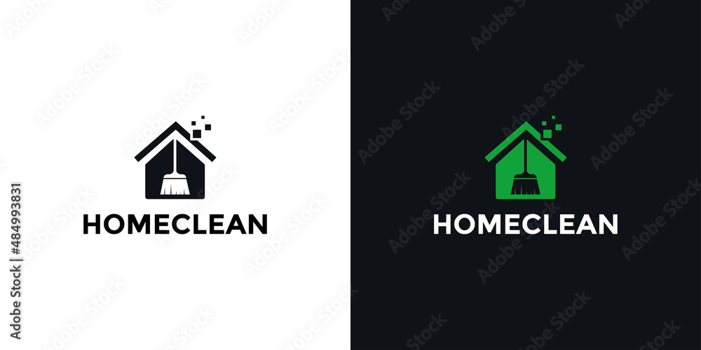 Home cleaning logo with broom for home service Home cleaning logo with broom for home service