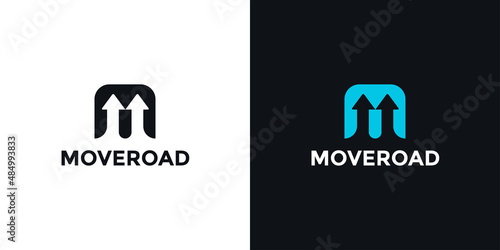 Modern letter m logo with arrow route good for transportation logo	