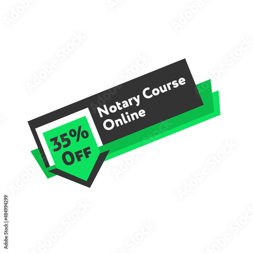 Notary course online sticker, sale promotion label