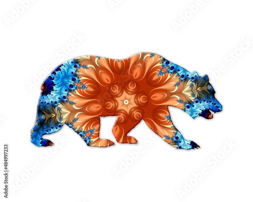 Bear Animal symbol Mandala psychedelic icon chromatic logo illustration