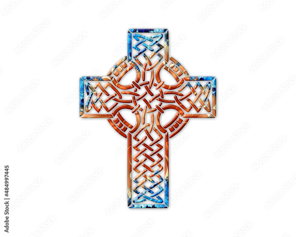 Christian Church Cross symbol Mandala psychedelic icon chromatic logo illustration