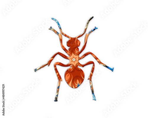 Ant insect symbol Mandala psychedelic icon chromatic logo illustration