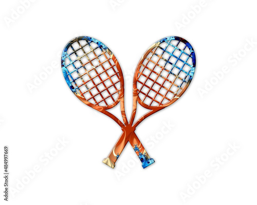 Badminton Tennis Rackets Racquets symbol Mandala psychedelic icon chromatic logo illustration