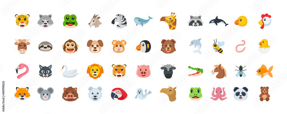 Animal color icon set. Vector Animal emoji illustration collection Stock 벡터 | Adobe Stock Animal Color Icon Set. Vector Animal Emoji Illustration Collection Stock 벡터 | Adobe Stock