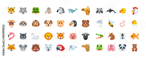 Animal color icon set. Vector Animal emoji illustration collection
