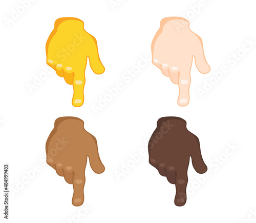 Backhand Index Pointing Down Hand Gesture Icon. Backhand Index Pointing Down emoji. Pointing Down sign. All skin tone gesture emoji