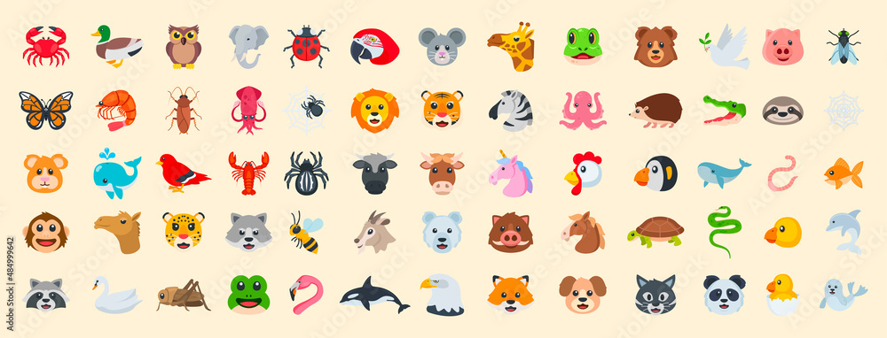 Vector animal emoji set. Animal big set. All animal emojis in one icon set Stock 벡터 | Adobe Stock Vector Animal Emoji Set. Animal Big Set. All Animal Emojis In One Icon Set Stock 벡터 | Adobe Stock