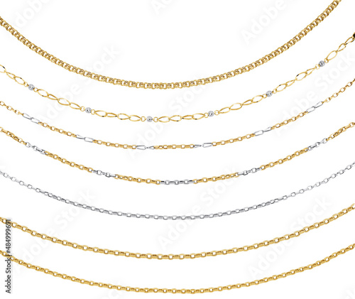Gold jewelry. Gold chain isolated