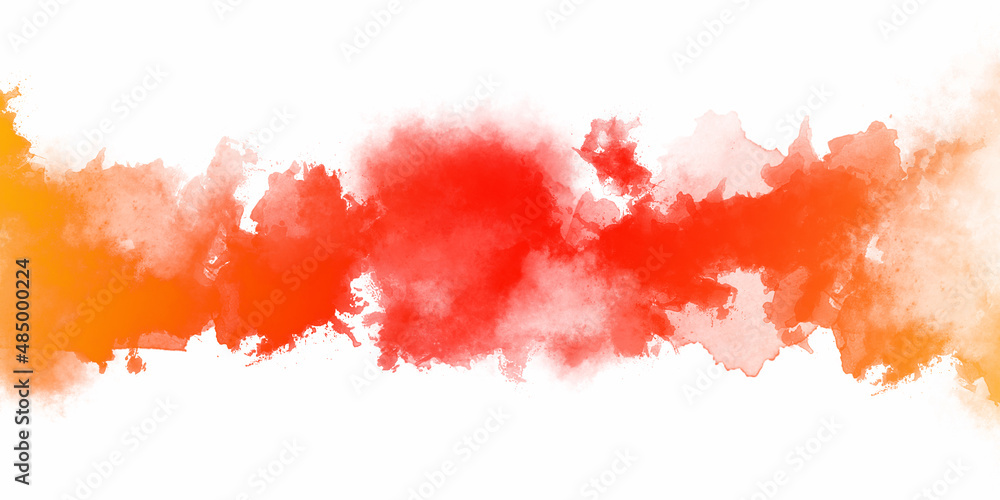 Abstract orange watercolor background with splashes