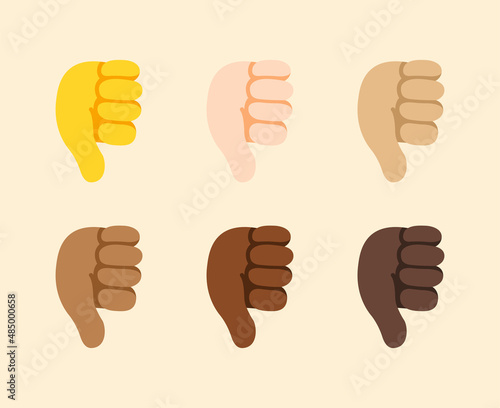 Thumbs Down Gesture Icon. Thumbs Down hand emoji. Dislike sign. All skin tone gesture emoji