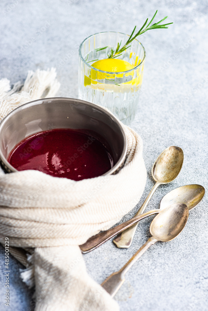 Fototapeta premium Healthy vegetarian soup served in a bowl
