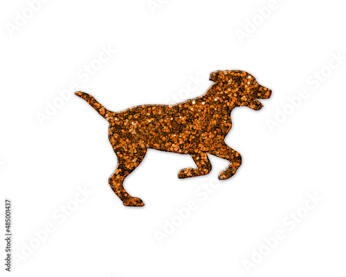 Dog Pet Running symbol Golden icon Gold Glitters logo illustration