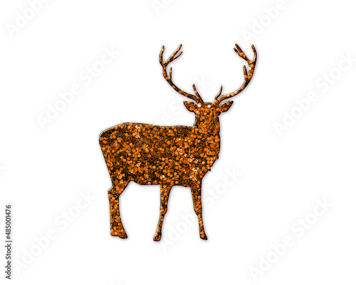 Reindeer Deer Antler symbol Golden icon Gold Glitters logo illustration