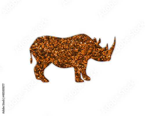 Rhino Rhinoceros symbol Golden icon Gold Glitters logo illustration