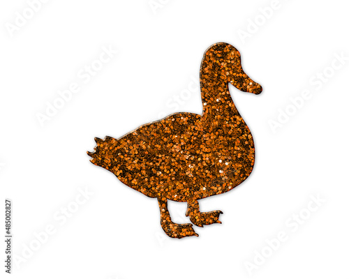 Duck Bird symbol Golden icon Gold Glitters logo illustration
