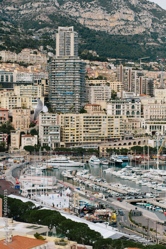 Aerial view of the harbor of Monaco
