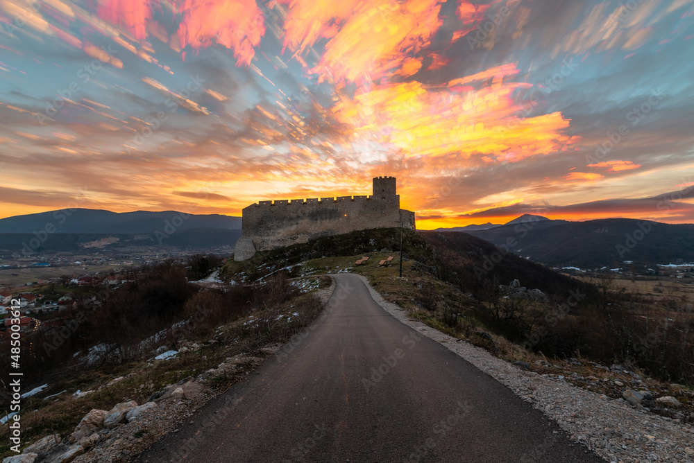sunrise over the castle