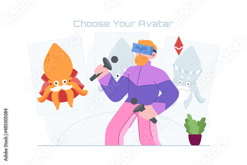 NFT art concept vector Illustration idea for landing page template, Non-fungible token for digital blockchain unit, authentic artwork ownership certificate, digital file sale., Hand drawn Flat Style