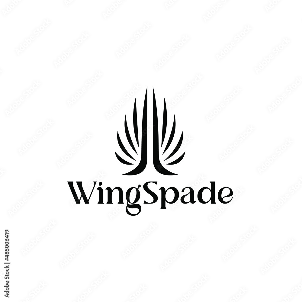 abstract wing logo. Spade ace logo. Tree silhouette logo