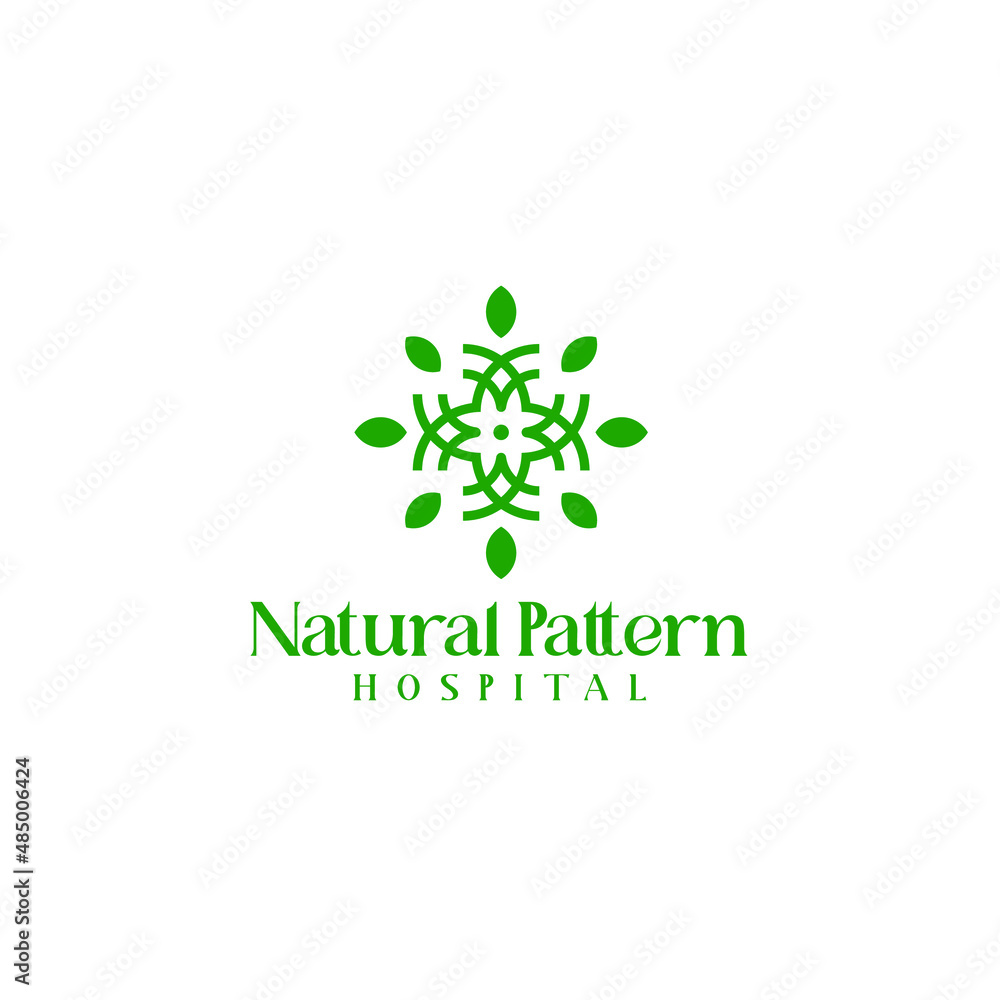 nature pattern with leaves logo. Cross hospital medicine pharmacy logo nature pattern with leaves logo. Cross hospital medicine pharmacy logo