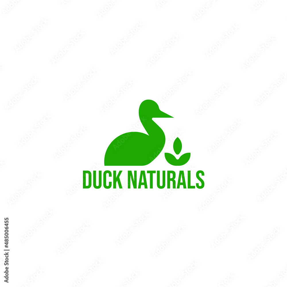 Fototapeta premium silhouette of duck with leaves. Duck silhouette. Duck logo
