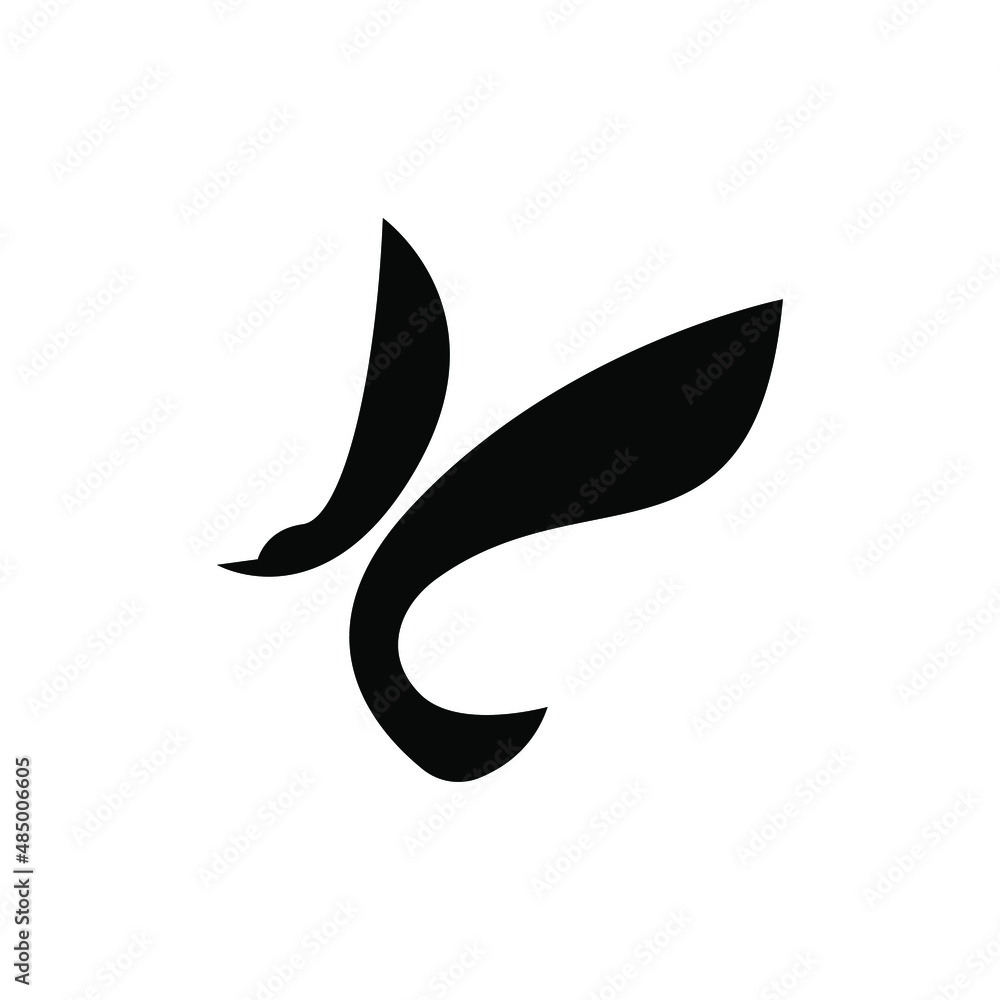 abstract flying swan logo. Flying swan silhouette. Letter k logo abstract abstract flying swan logo. Flying swan silhouette. Letter k logo abstract