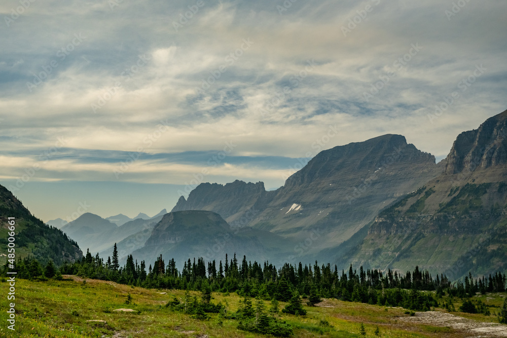 Forest Fire Smoke Clings To The Garden Wall From Logan Pass