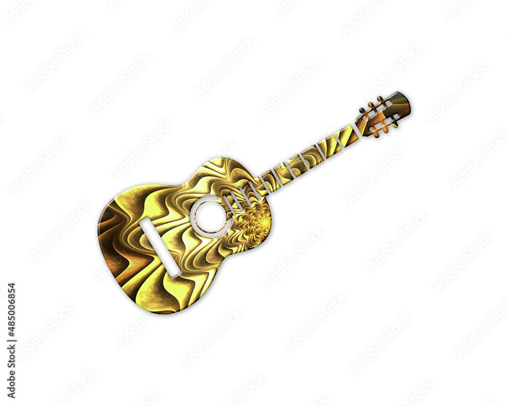 Guitar ukulele Musician symbol Golden Crispy icon logo illustration